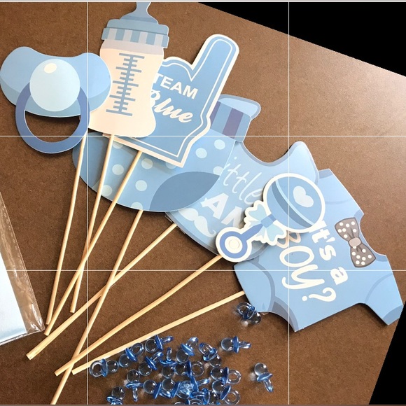 Boy baby shower items.Stick props, It’s a Boy sash, pacifier confetti & balloons - Picture 3 of 8